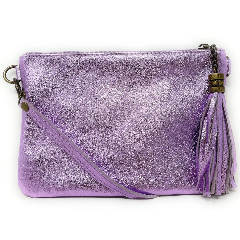 Sac pochette en cuir irisé MORGANE Mauve