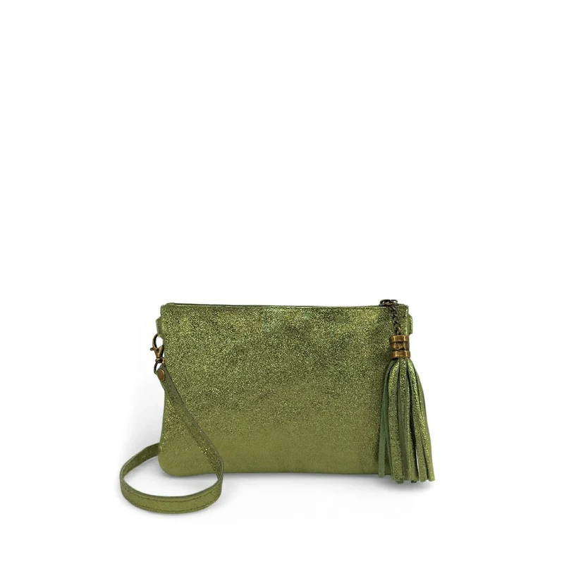 Sac pochette en cuir irisé MORGANE Kaki irisé