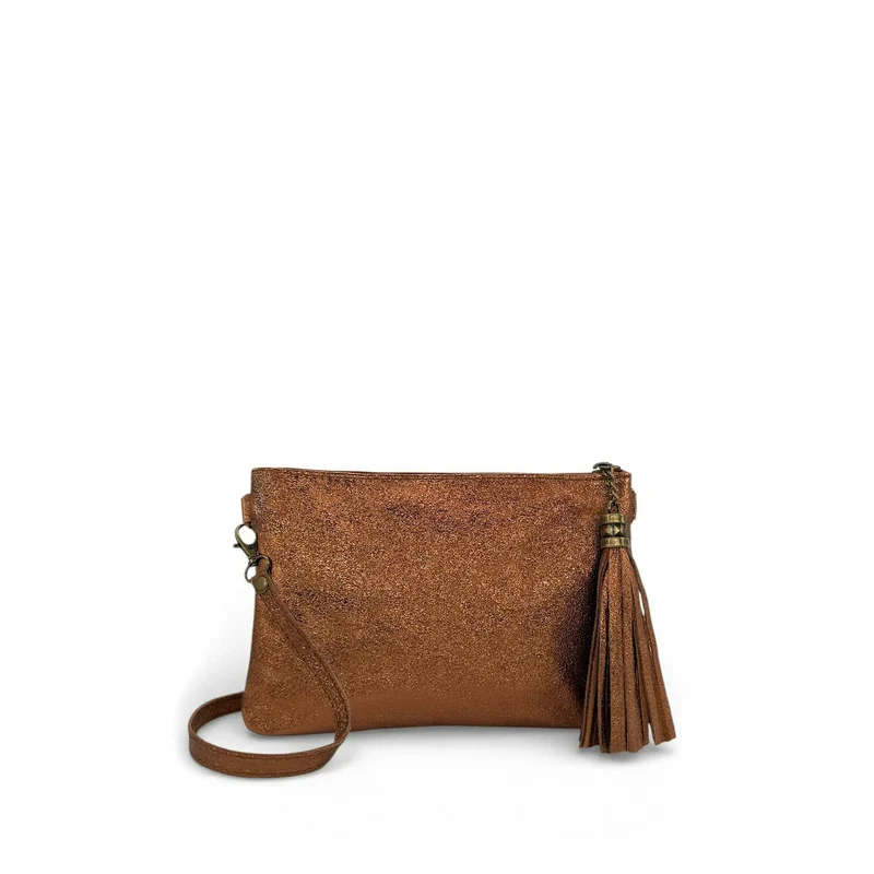 Sac pochette en cuir irisé MORGANE Bronze