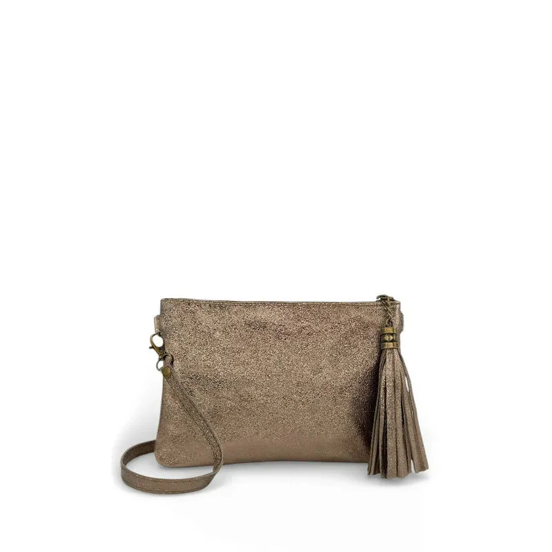 Sac pochette en cuir irisé MORGANE Champagne irisé