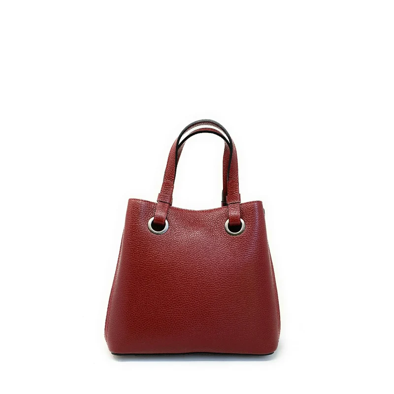 Sac à main en cuir grainé italien GENÈVE Rouge foncé