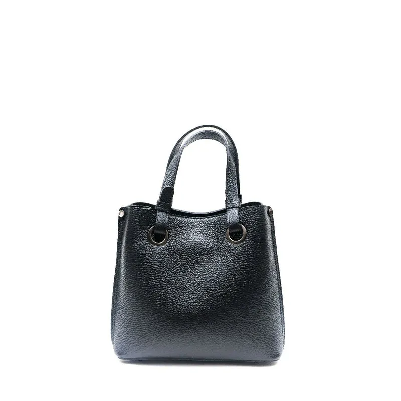 Sac à main en cuir grainé italien GENÈVE Noir