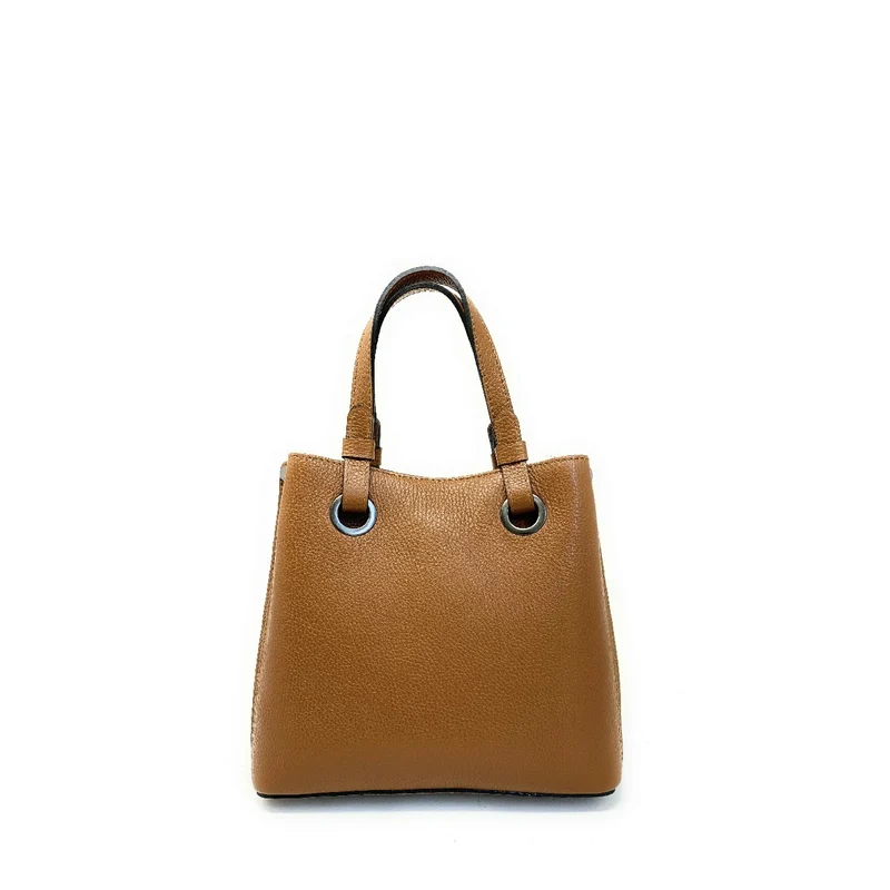 Sac à main en cuir grainé italien GENÈVE Camel