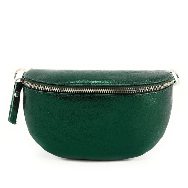 Sac banane en cuir irisé LOU Vert forêt