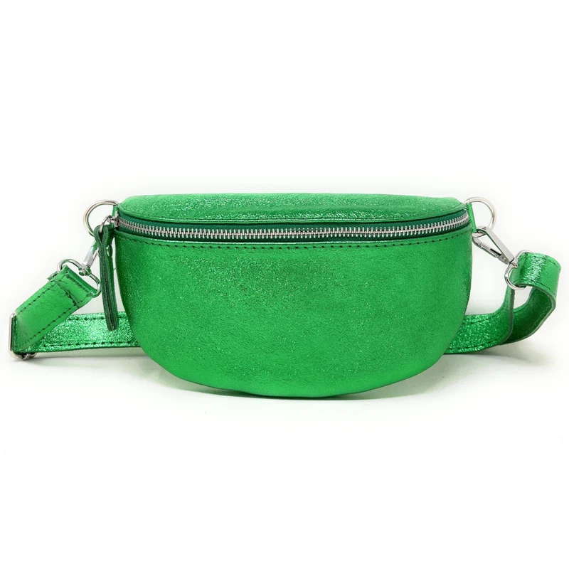 Sac banane en cuir irisé LOU Vert anglais irisé