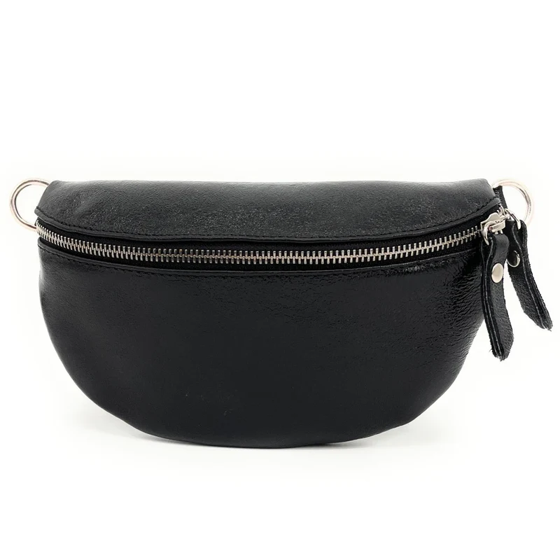 Sac banane en cuir irisé LOU Noir irisé