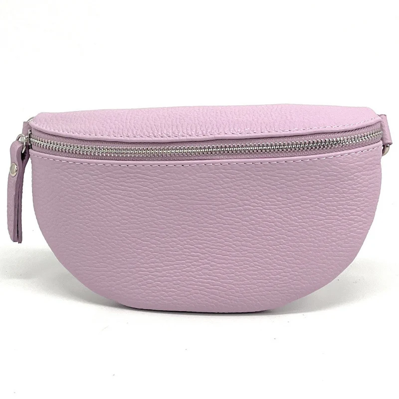 Sac banane en cuir grainé LOU Lilas