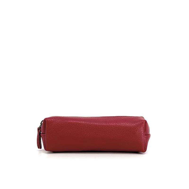 Trousse en cuir grainé TICTOC Rouge cerise