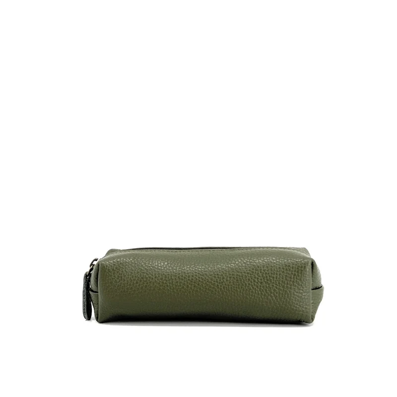 Trousse en cuir grainé TICTOC Vert kaki