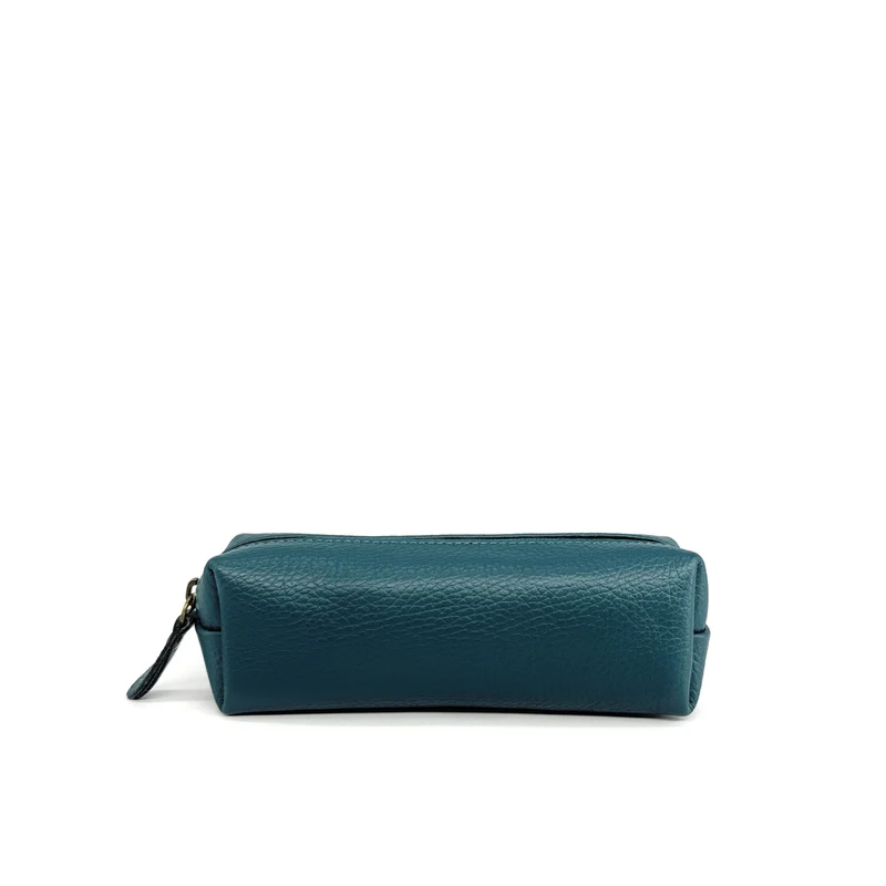 Trousse en cuir grainé TICTOC Bleu vert canard