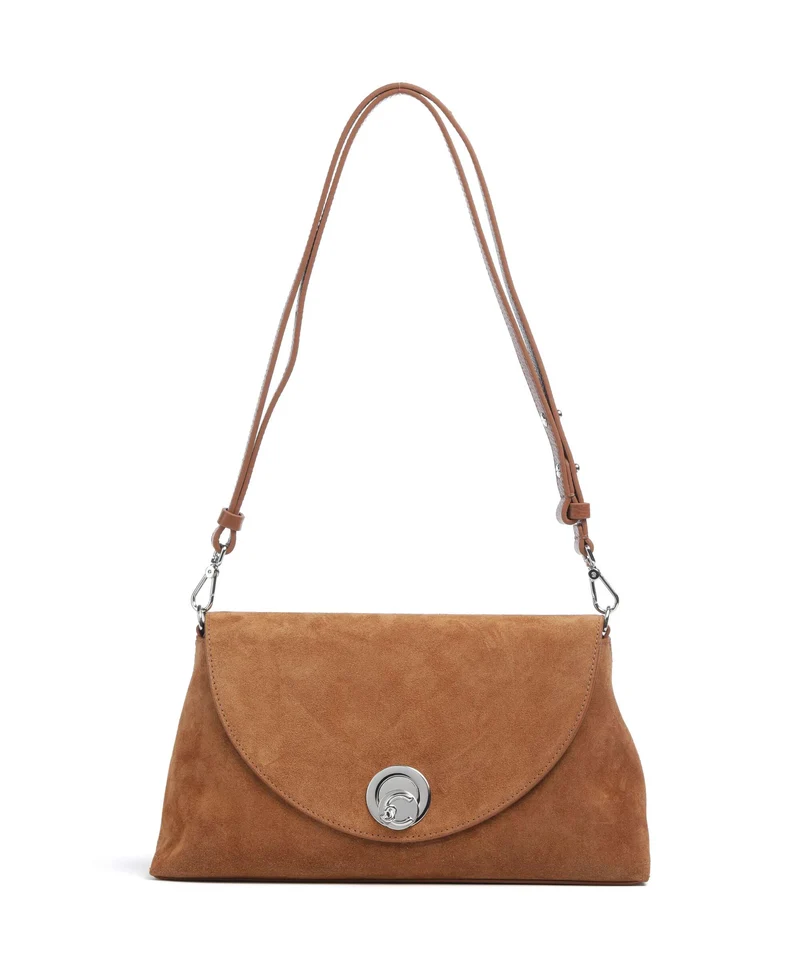Coccinelle Nikla Suede Sac porté épaule cognac