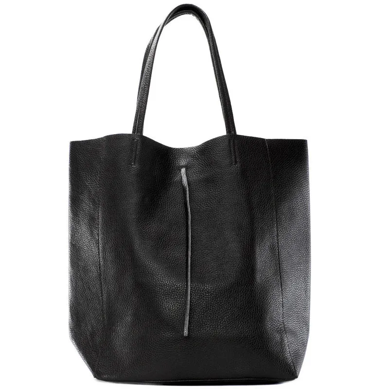 Sac cabas en cuir grainé NICE Marron chocolat