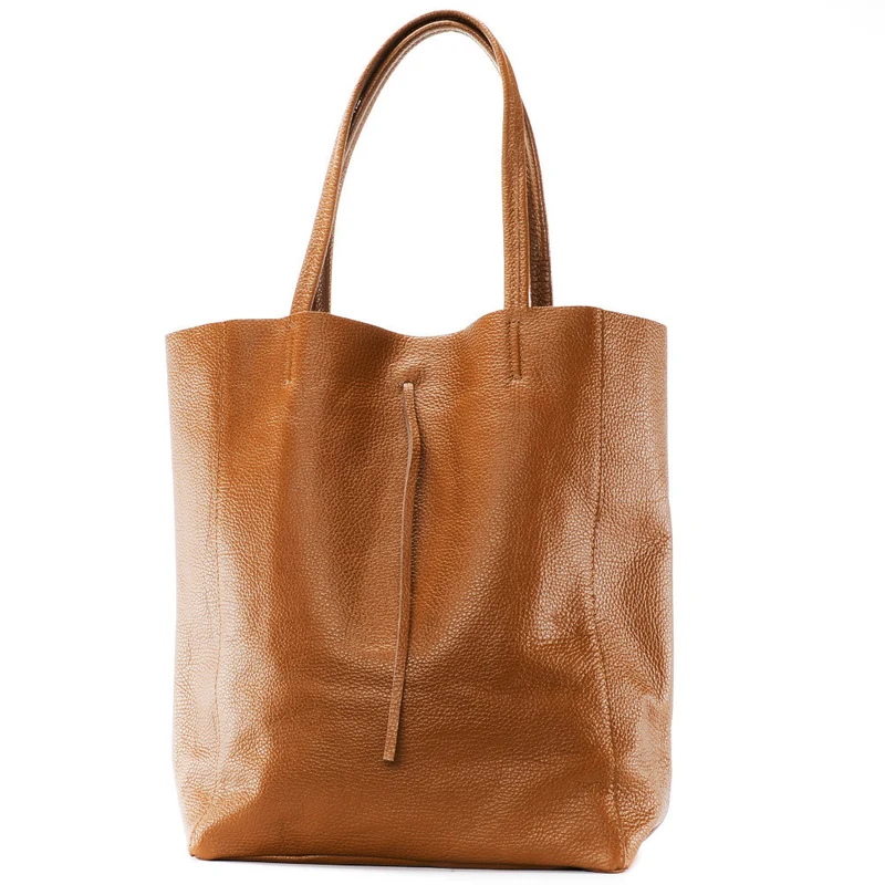Sac cabas en cuir grainé NICE Cognac