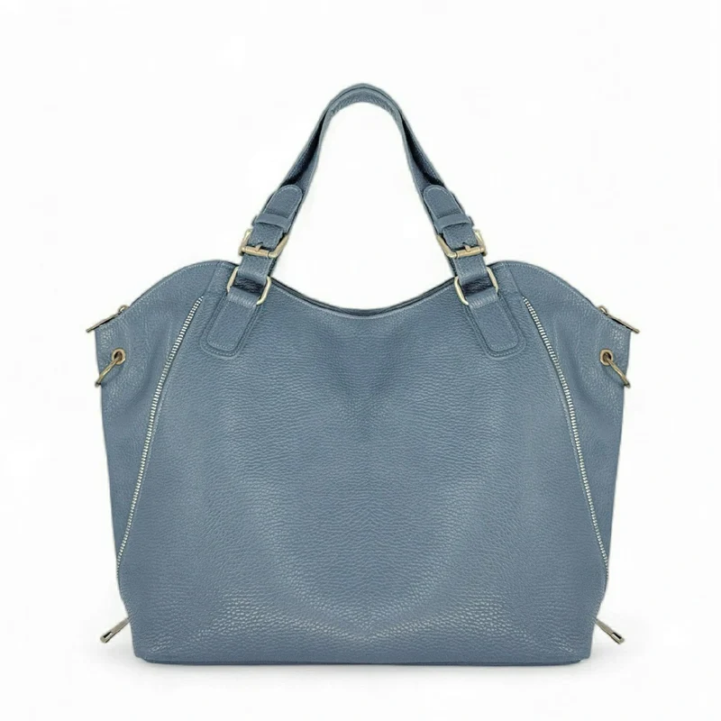 Sac porté épaule en cuir grainé CAMELIA Bleu glacier