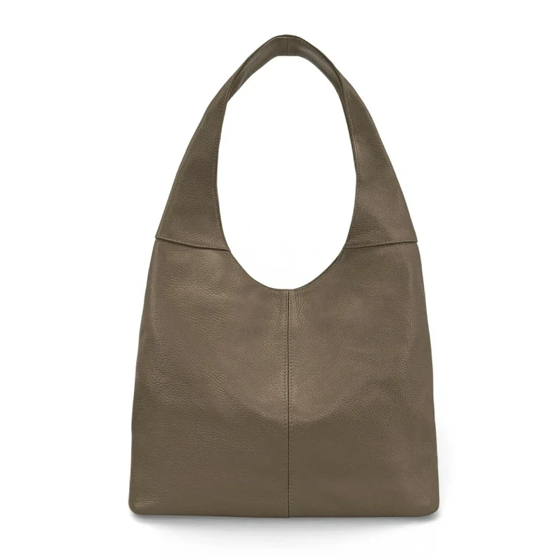 Sac HOBO en cuir grainé ELLEN Taupe foncé