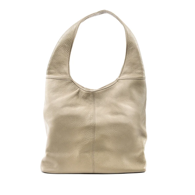 Sac HOBO en cuir grainé ELLEN Taupe clair