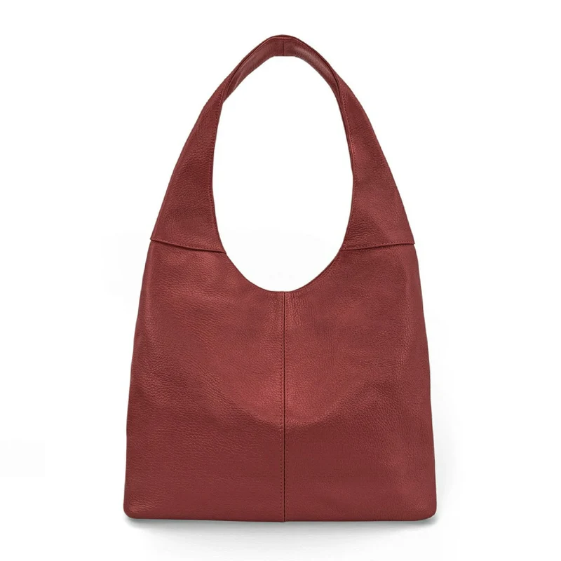 Sac HOBO en cuir grainé ELLEN Bordeaux