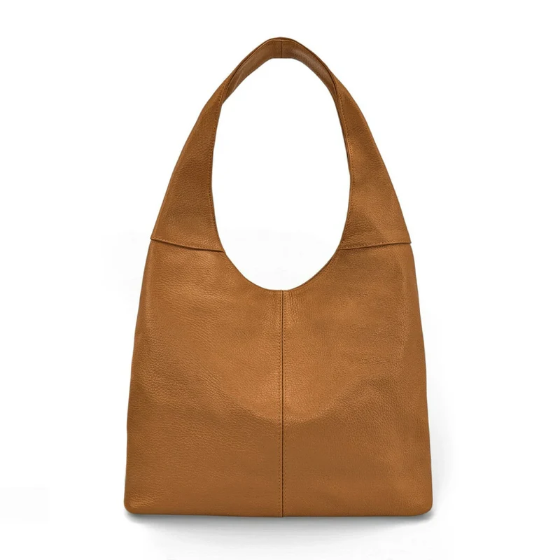 Sac HOBO en cuir grainé ELLEN Camel
