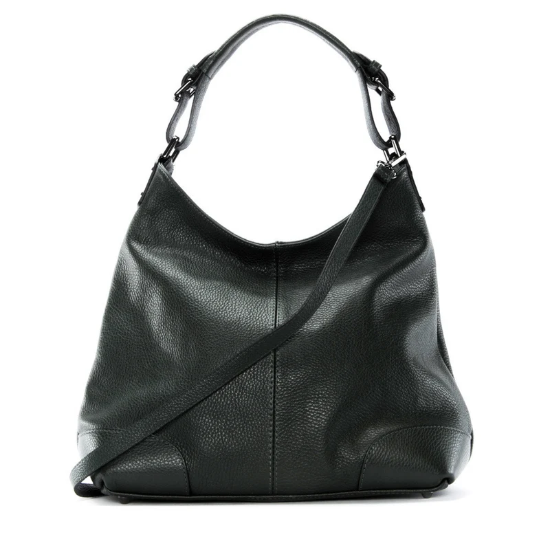 Sac à main cabas en cuir grainé NIKEE Vert forêt