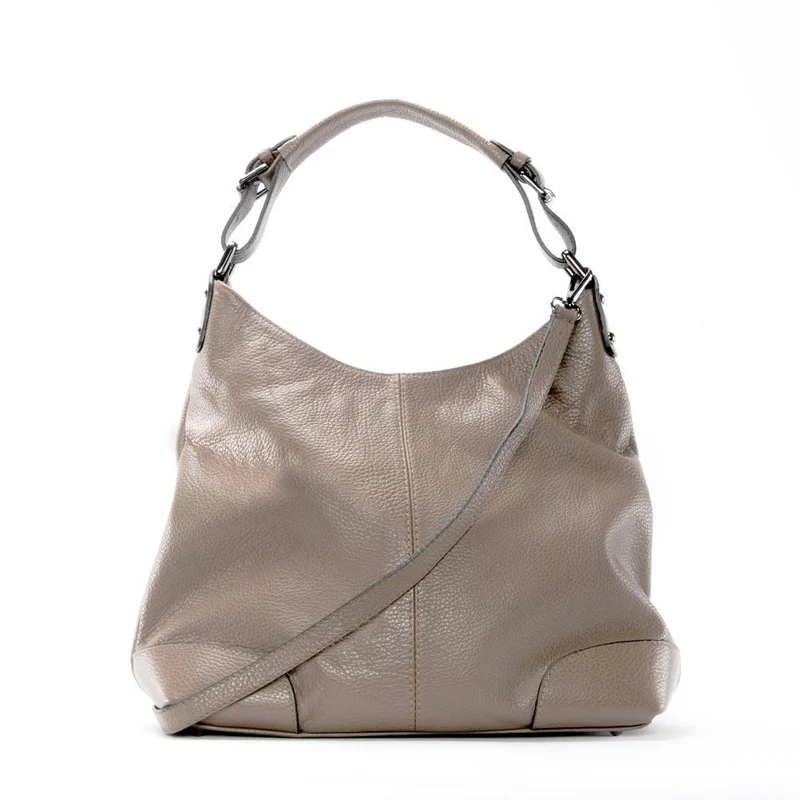 Sac à main cabas en cuir grainé NIKEE Taupe clair