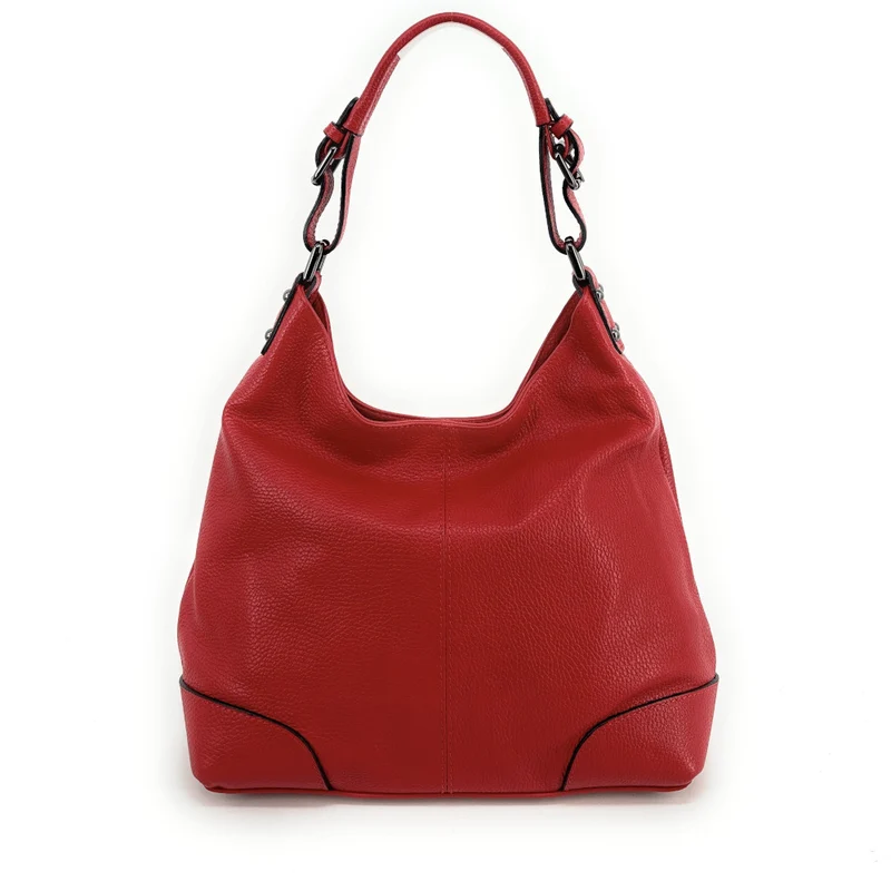 Sac à main cabas en cuir grainé NIKEE Rouge garance