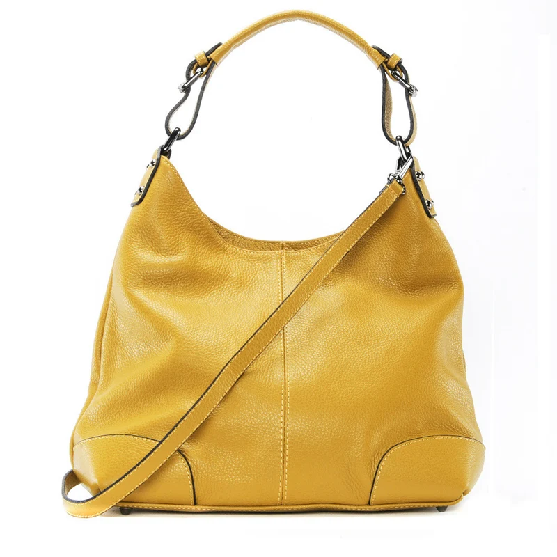 Sac à main cabas en cuir grainé NIKEE Jaune