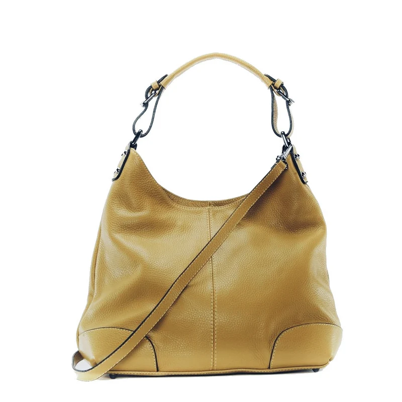 Sac à main cabas en cuir grainé NIKEE Jaune Moutarde