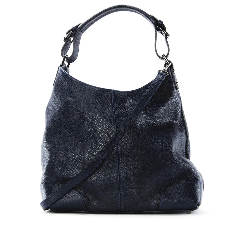 Sac à main cabas en cuir grainé NIKEE Bleu marine