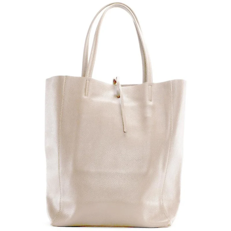 Sac cabas en cuir grainé NICE Taupe clair