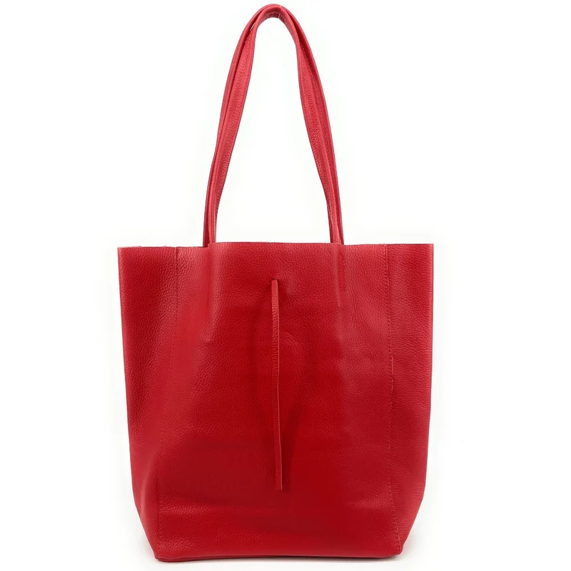 Sac cabas en cuir grainé NICE Rouge garance