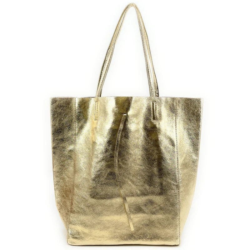 Sac cabas en cuir métallisé NICE Or