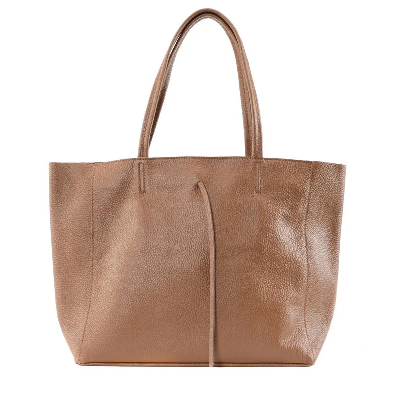 Sac cabas en cuir grainé HOBART Marron cognac foncé