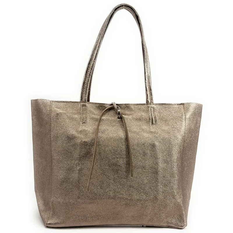 Sac cabas en cuir métallisé HOBART Champagne irisé