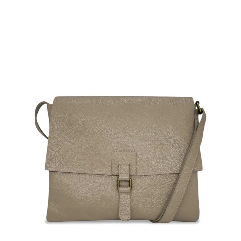 Sac bandoulière en cuir grainé COQUETTE Taupe foncé