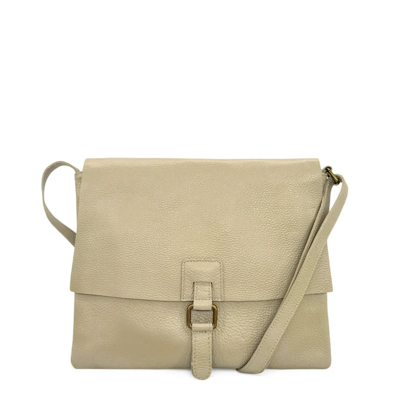 Sac bandoulière en cuir grainé COQUETTE Taupe clair