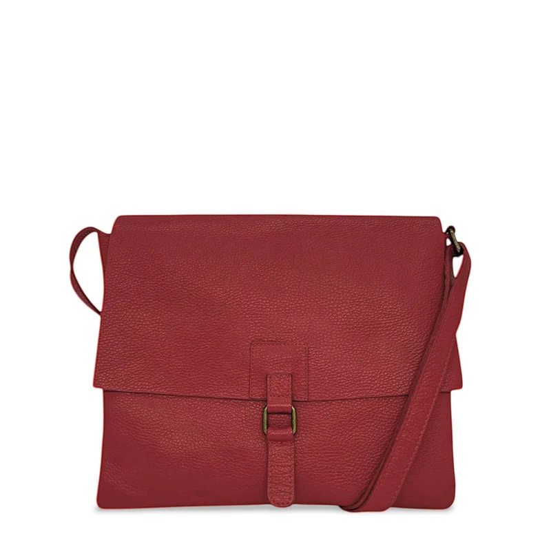 Sac bandoulière en cuir grainé COQUETTE Rouge magenta