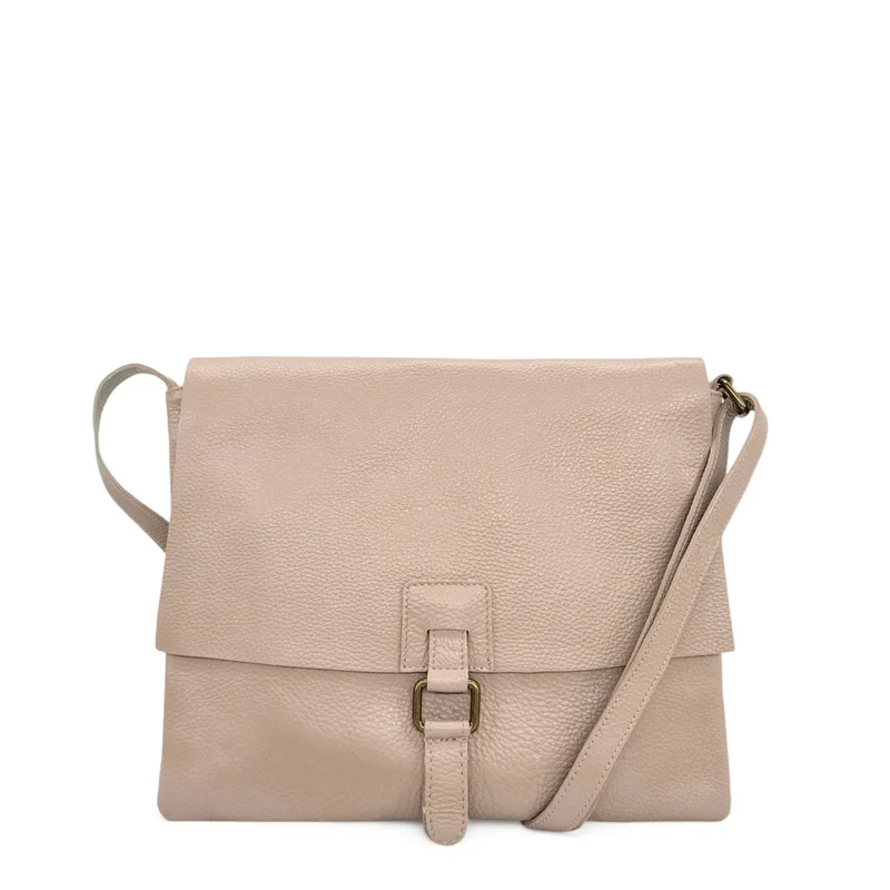 Sac bandoulière en cuir grainé COQUETTE Rose nude