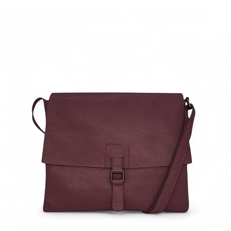 Sac bandoulière en cuir grainé COQUETTE Prune