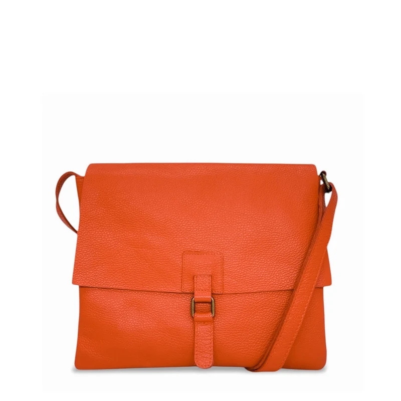 Sac bandoulière en cuir grainé COQUETTE Orange Mandarine