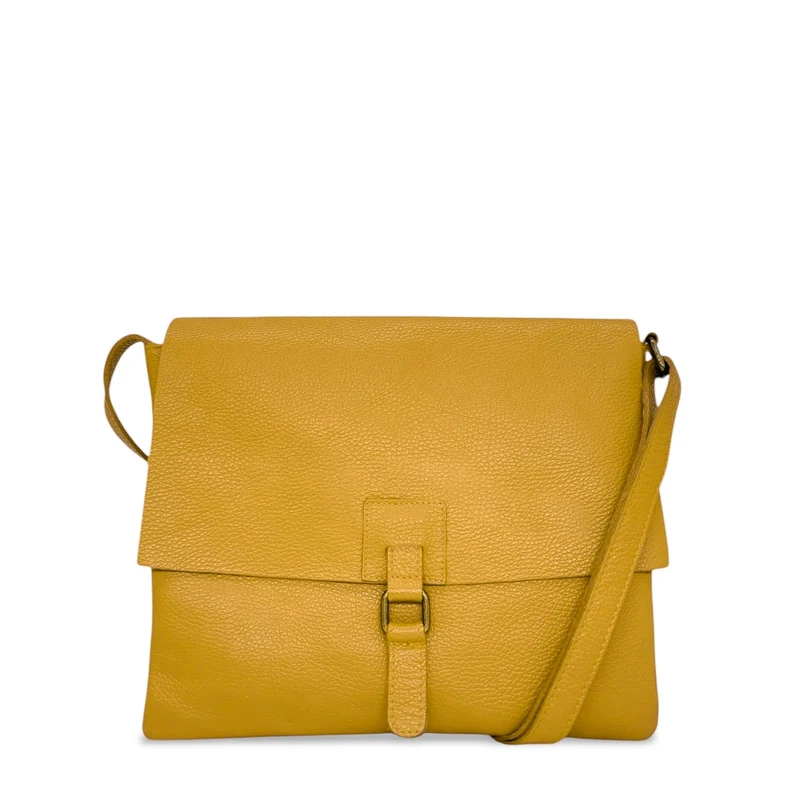 Sac bandoulière en cuir grainé COQUETTE Jaune moutarde