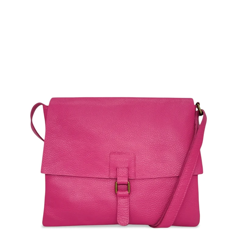 Sac bandoulière en cuir grainé COQUETTE Rose fuchsia