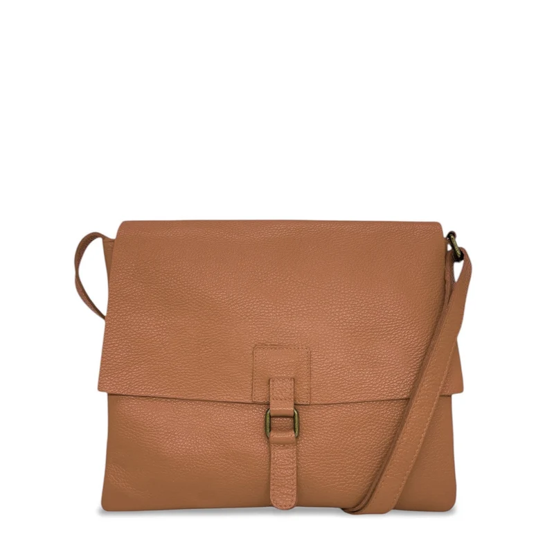Sac bandoulière en cuir grainé COQUETTE Marron camel foncé