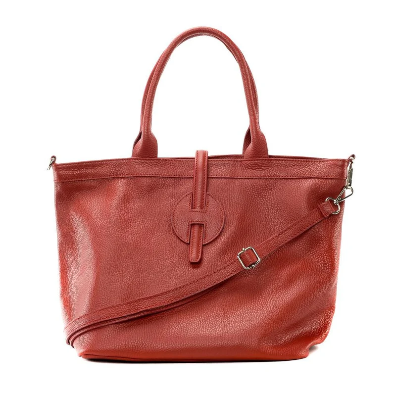 Sac cabas en cuir grainé INNOCENT Rouge garance