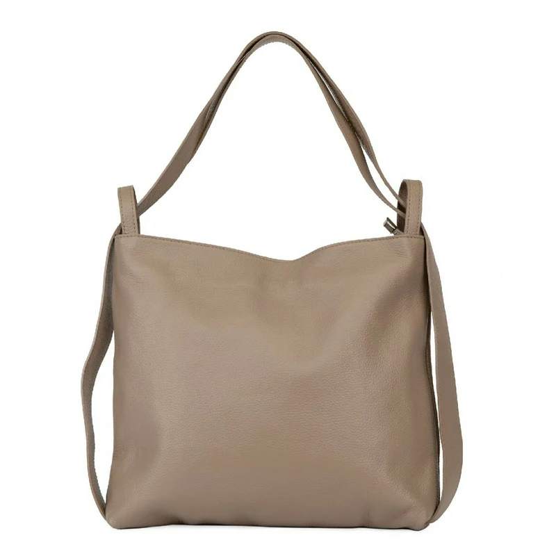 Sac à main convertible en cuir grainé SOHO Taupe clair