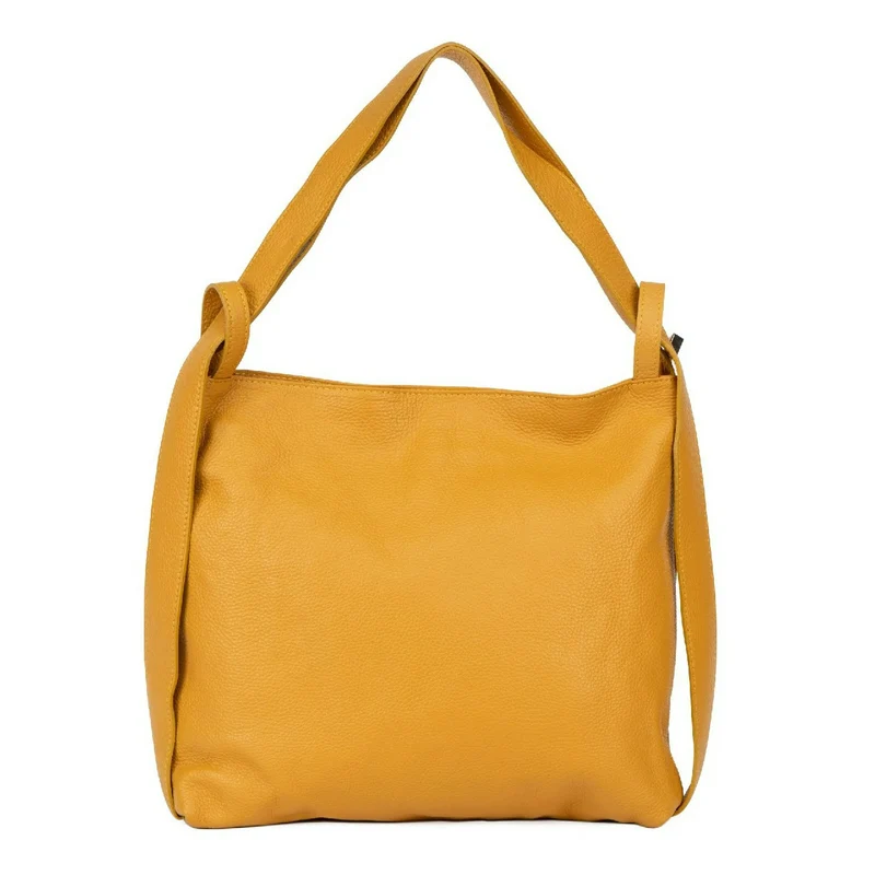 Sac à main convertible en cuir grainé SOHO Jaune Moutarde