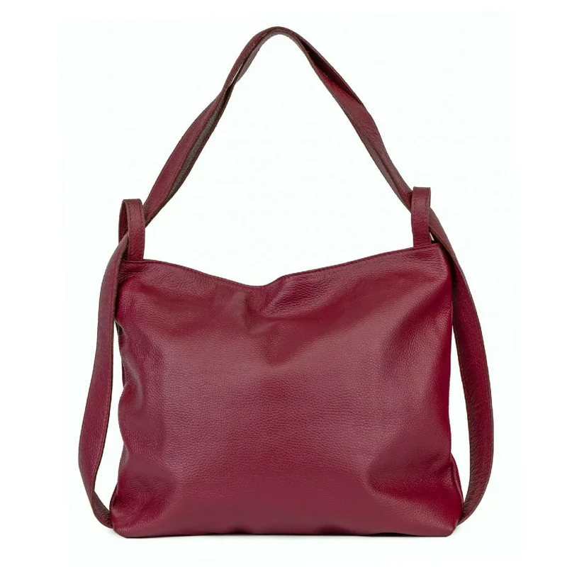 Sac à main convertible en cuir grainé SOHO Bordeaux