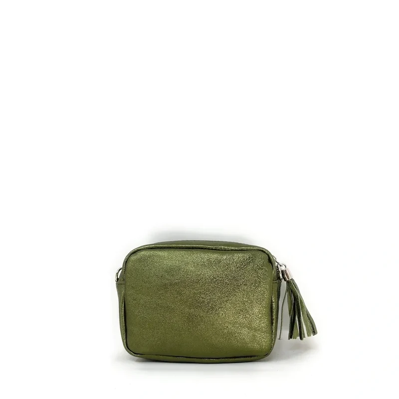 Sac trotteur à bandoulière en cuir irisé LITTLE SEVILLE Kaki irisé