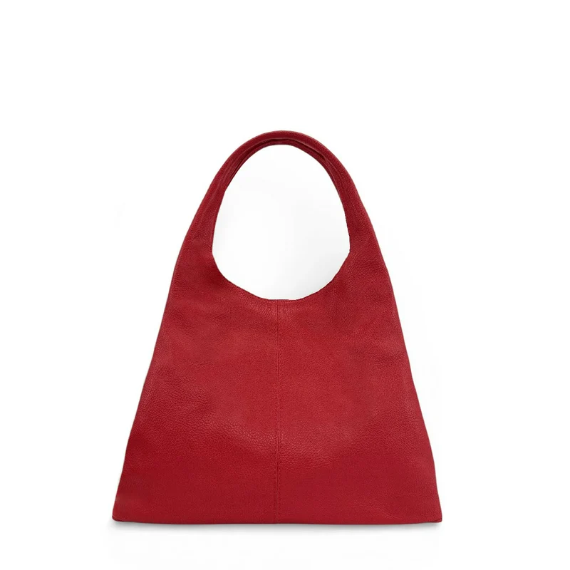 Sac porté épaule en cuir grainé BOSTON Rouge garance
