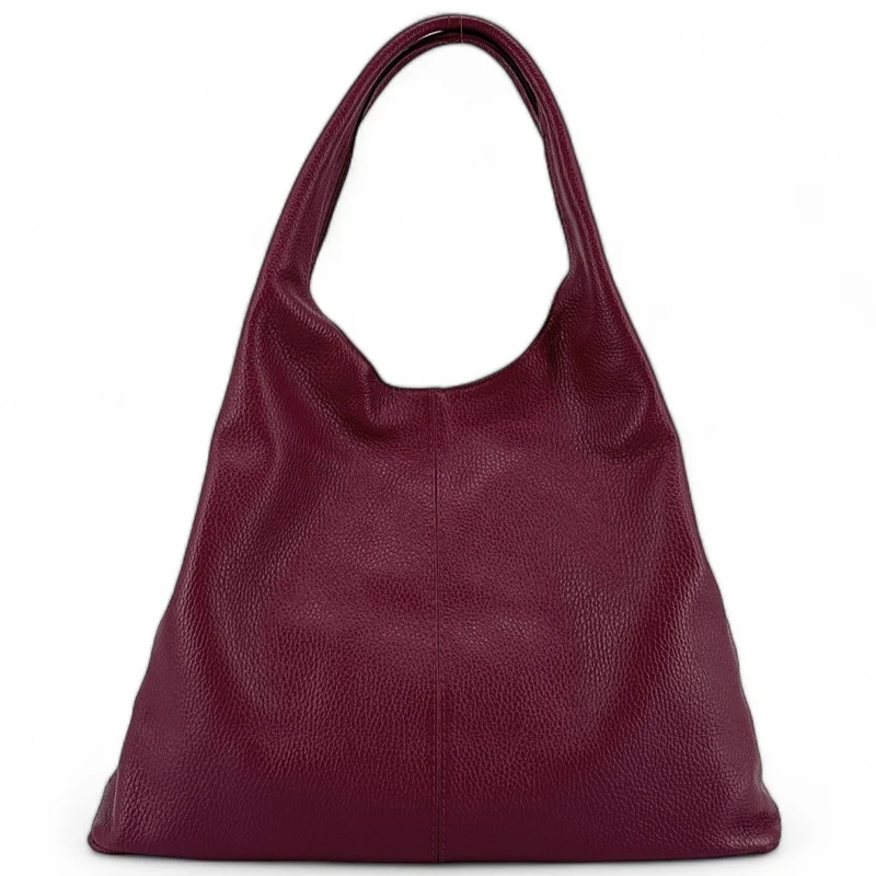 Sac porté épaule en cuir grainé BOSTON Prune