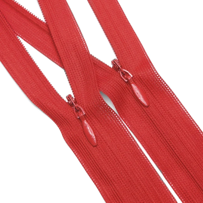 Fermeture éclair invisible à bout fermé | #2 | Rouge | 21'' - 53 cm